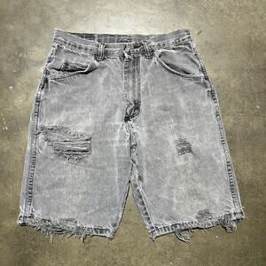 Vintage 90s Wrangler Grey Distressed Jean Shorts Jorts 27x9.5